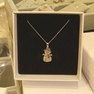 925 Sterling Silver Small Snowman Necklace